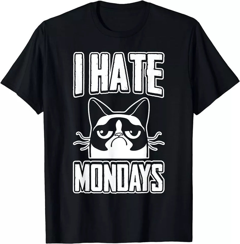 BEST TO BUY I Hate Mondays Funny Angry Cat Face Pun T-Shirt