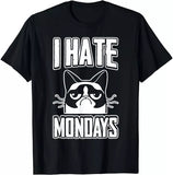 BEST TO BUY I Hate Mondays Funny Angry Cat Face Pun T-Shirt