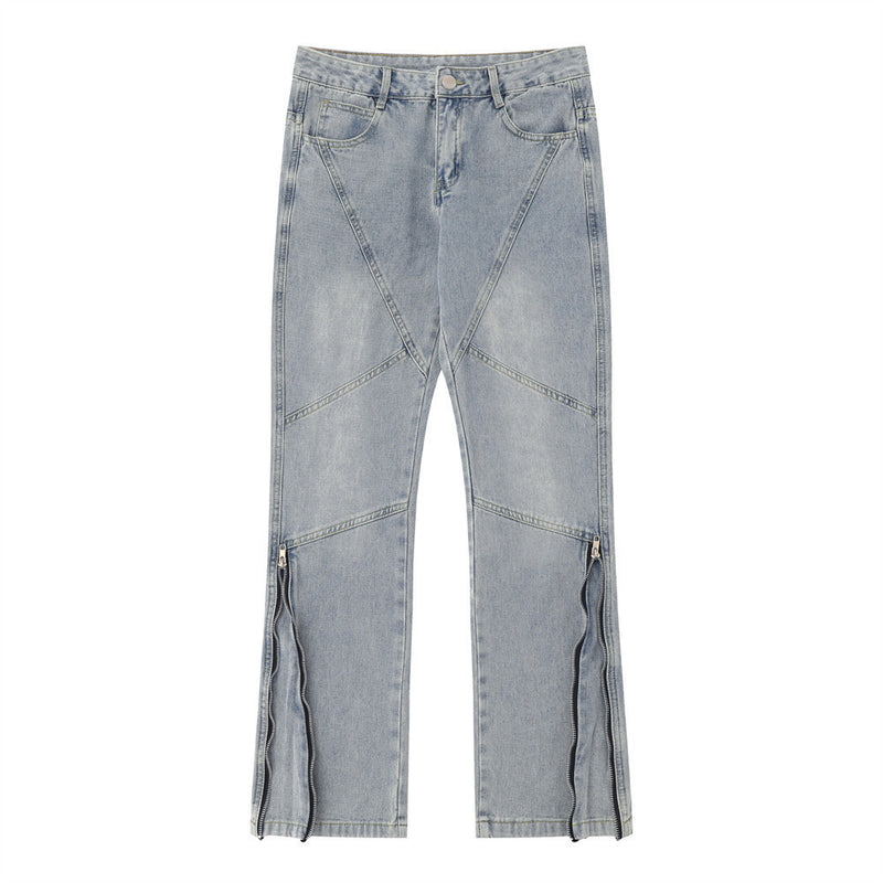 Men Jeans Zipper Stitching Loose