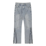Men Jeans Zipper Stitching Loose