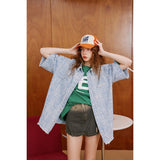 Unisex Shirt Vintage Denim Loose Cardigan