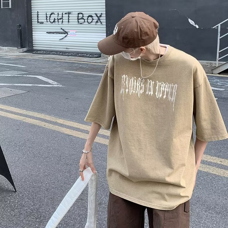 Men T Shirt Vintage Pure Cotton Heavy