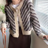 Women Knitted Cardigan Striped Knitted Cardigan Sweater