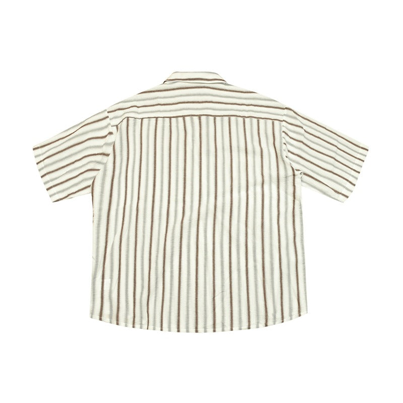 Unisex Shirt Loose Retro Striped Summer Coat