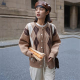 Women Knitted Cardigan Loose College Style