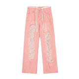Men Jeans Hole Loose Burrs Punk