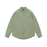 Men Long Sleeved T Shirt Spring and Autumn Solid Color Long Sleeve Shirt Men's Zipper Pocket Lapels Shirt Pure Cotton Cardigan Top