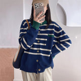 Women Knitted Cardigan Striped Knitted Cardigan Loose Sweater