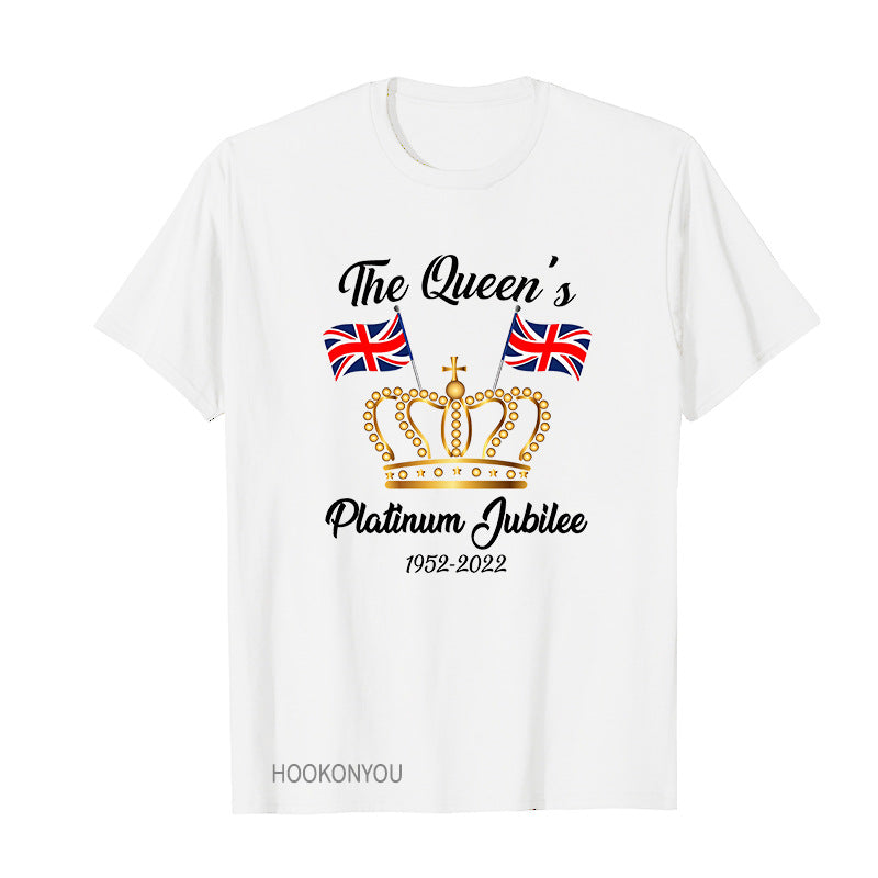 Inspired by Queen's Platinum Jubilee 2022 Elizabeth 70 Years T-shirt Printed Short Sleeve T-shirt