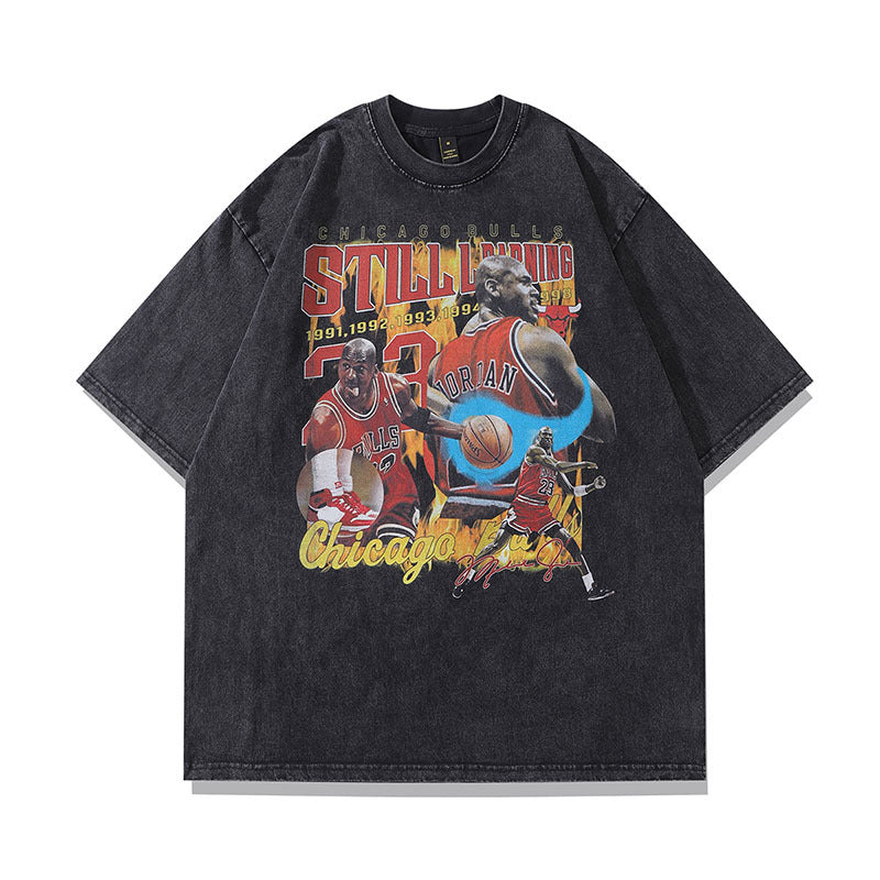 Men T-Shirt Retro Portrait Printing Loose