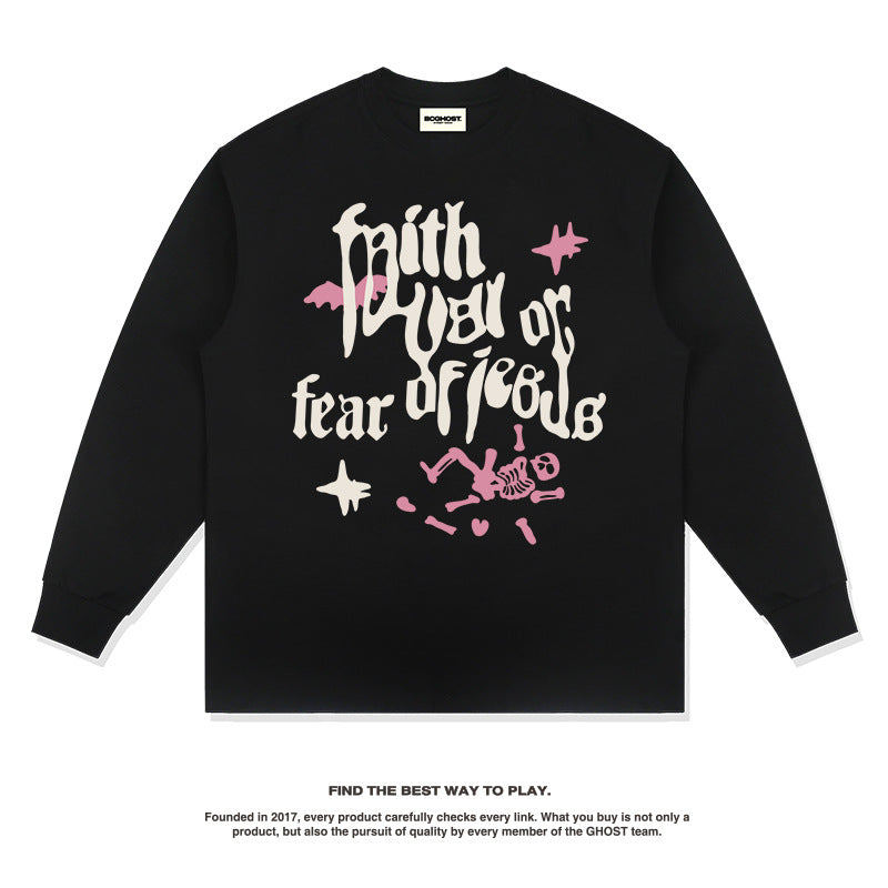Unisex Long Sleeve Shirt Printed Long Sleeve T-Shirt Loose