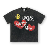 Vintage T-shirts Summer Love Graffiti Short Sleeve T-Shirt