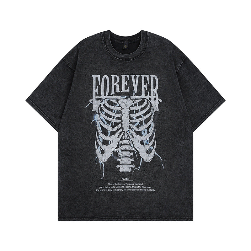 Men T-Shirt Skull Print Vintage