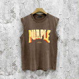 Purple Brand Distressed Tank T Shirts Distressed Sleeveless T-shirt Vest