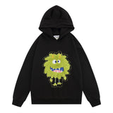 Men Fleece Lined Hoodie Hooded Sweaters Menswear Street Design Sense Loose Pullover