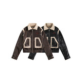 Unisex Coat Lamb Wool Lapel Short Coat