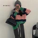 Women Pullover Sweater Vintage Stripe Temperament Knitted