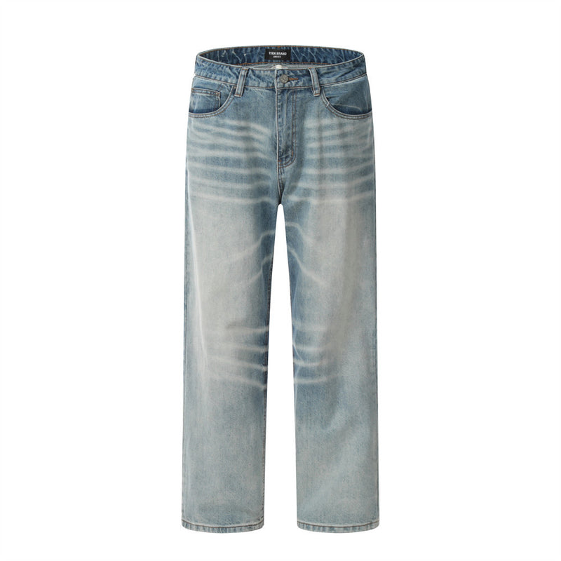 Men Jeans Retro Casual Fashion Handsome Indentation
