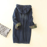 Women Trench Coat Denim Hooded Jacket