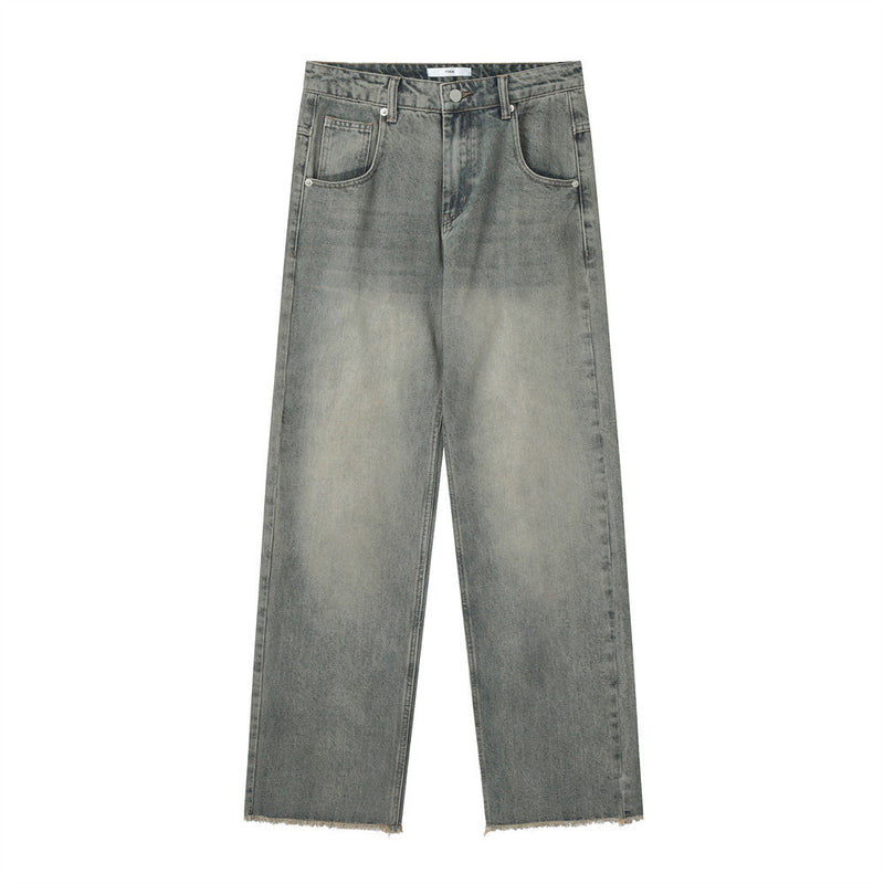 Men Jeans Faded Loose Burrs Casual