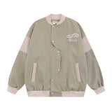 Women Jackets College Style Color Blocking Baseball Uniform