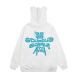 Men Fleece Lined Hoodie Letter Hooded Cardigan Sweater Men's Autumn and Winter Baggy Coat