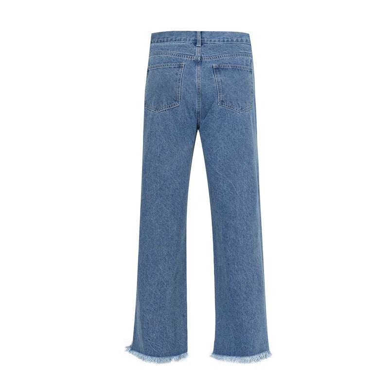 Men Jeans Ripped Embroidered Punk Burrs