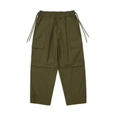 Cargo Pants Large Pocket Solid Color Tooling Elastic Waist