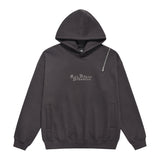 Men Fleece Lined Hoodie Autumn and Winter Pullover Sweater Men's Zipper Metal Letter Hoodie Trendy Brand Street