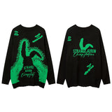Women Sweater Bunny Graffiti Oversize Knitwear Vintage