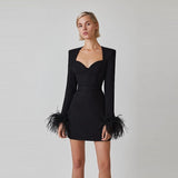 Women Dress Ostrich Hair Dress Gown