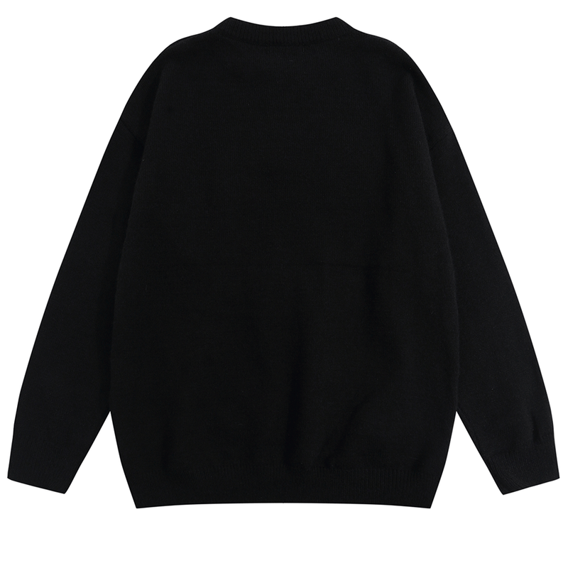 Men Sweater Plush Embroidery Panda Pattern