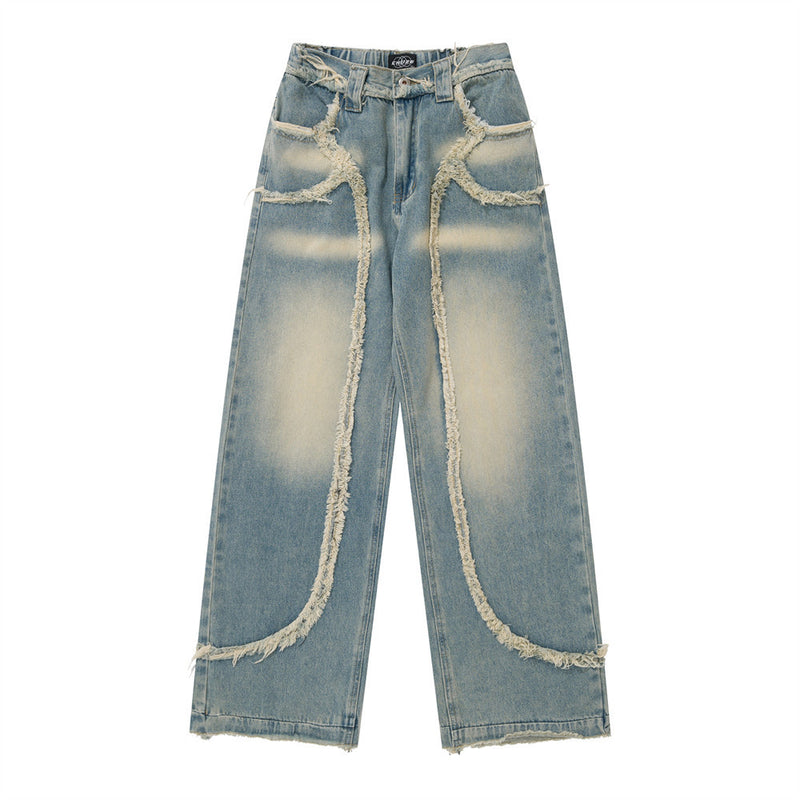 Men Jeans Unique Design Raw Edges