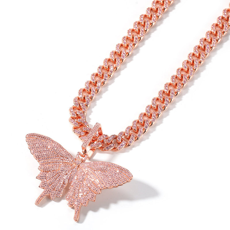 Jewelry Zircon Butterfly Pendant Necklace Vintage Fashion High Sense Animal Spectrum