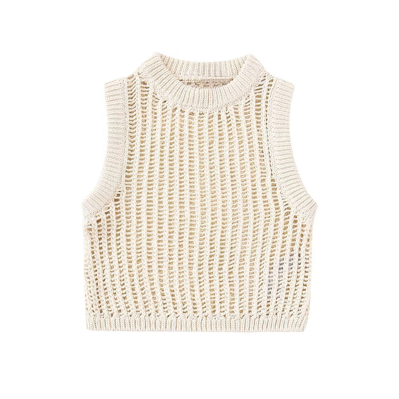 Women Vest Casual All-Matching Hollow Knitted
