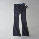 Women Jeans Frayed Flared Pants Stretch
