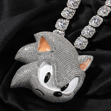Jewelry Luminous Sonic Cartoon Pendant Necklace Men's Copper Diamond Night light Sonic the Hedgehog Spectrum