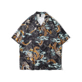 Short Sleeve Shirt Retro Chinese Style Dragon Full Print