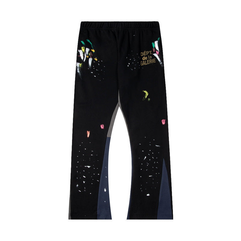 Gallery Dept Flared Trousers Hand-Painted Paint-Splashing Style Graffiti Color Matching Casual
