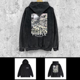 Purple Brand Distressed Hoodie Fashion Old Loose Hooded Sweater