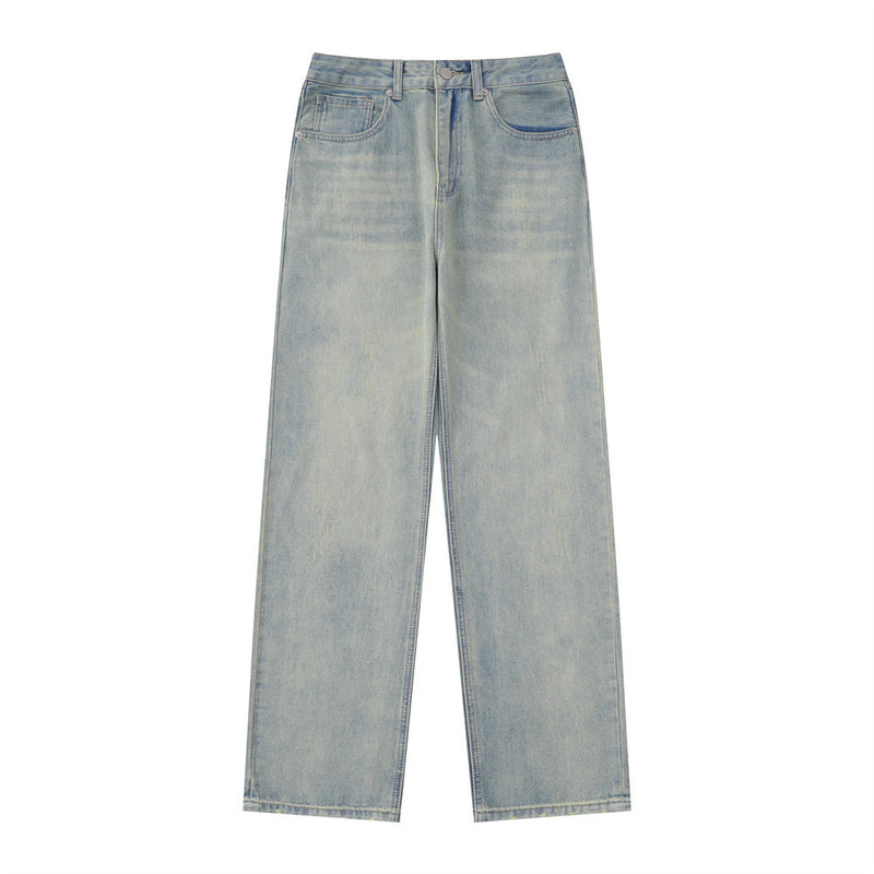 Men Jeans Bright White Retro Loose Worn