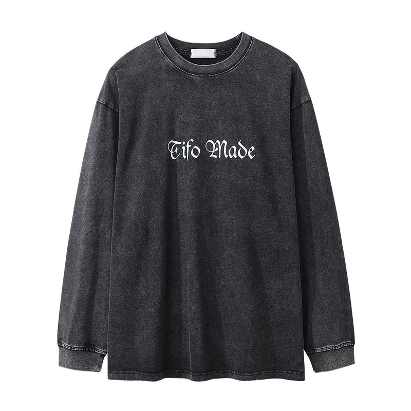 Men Long Sleeve T-Shirt Sunflower Flower Print Niche Distressed