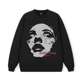 Vintage Hoodie Craves Freedom Solid Color Printed Hooded Sweater Crew Neck