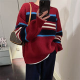 Women Pullover Sweater Striped Knitted Sweater