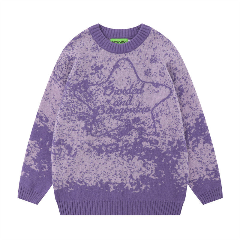 Men Sweater Graffiti Splash-Ink Tie-Dye Sweater