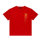 Amiri T Shirt Orange Printed Casual Hip Hop High Street round Neck Short Sleeve T-shirt