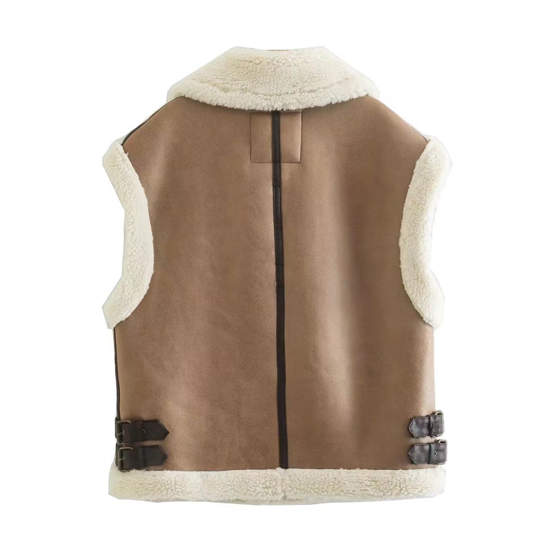 Women Cotton Coat Lamb Fur Vest Loose Thick