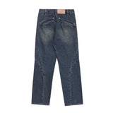 Men Jeans Stitching Boys Loose Casual Zipper Decoration