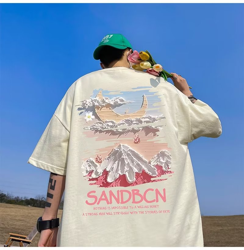 Men T Shirt Loose Heavy Cotton plus Size