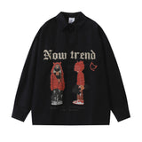 Men Long Sleeved T Shirt Printed Long Sleeve Shirt Men Spring and Autumn Loose Casual Outerwear Coat Shirt